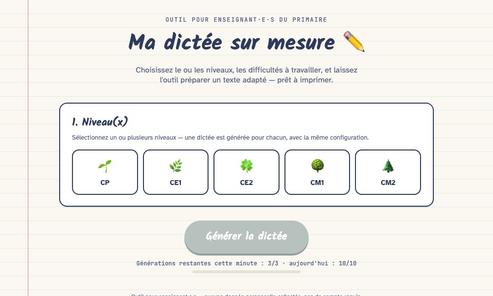 Screenshot of Ma dictée sur mesure