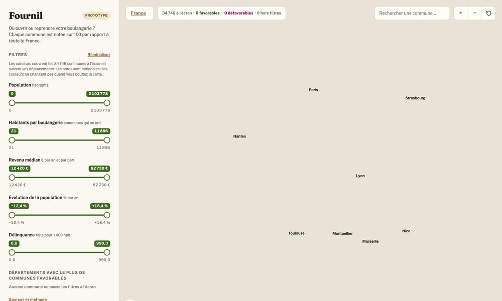 Screenshot of the Fournil app